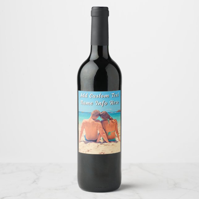 Rótulos de Garrafa de Vinho com Foto e Texto Perso (Frente)