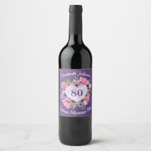 Rótulos de garrafa de vinho de 80 de Aniversário
