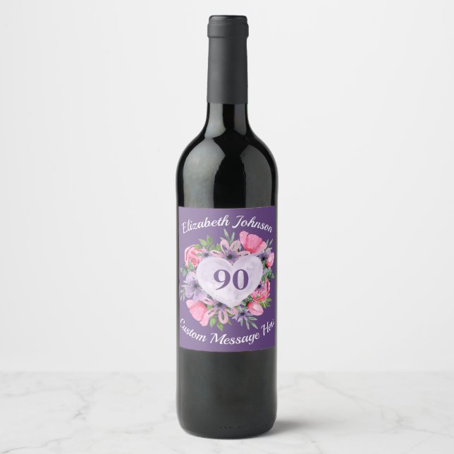 Rótulos de garrafa de vinho de 90 de Aniversário (Frente)