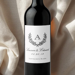 Rótulos de Garrafa de Vinho de Casamento com Monog