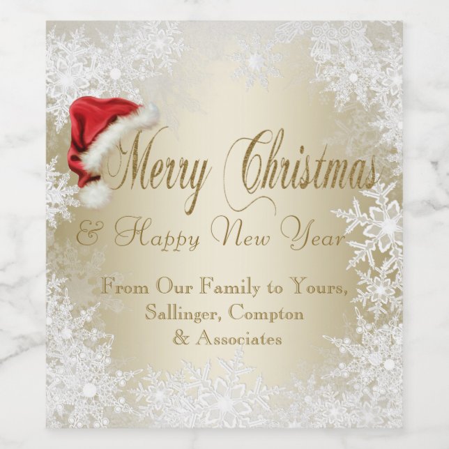 Rótulos de Garrafa de Vinho de Natal Corporativo (Rótulo Único)