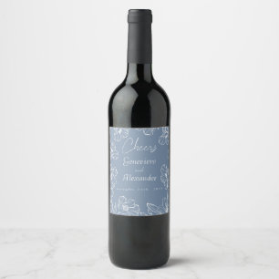 Rótulos de Garrafa de Vinho de Noiva Lírio Azul El