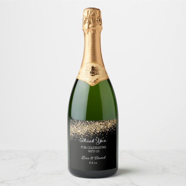 Rótulos de Garrafa de Vinho Espumante de Casamento (Frente)