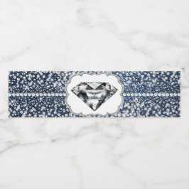 Rótulos de Garrafas de Água Denim e Diamante