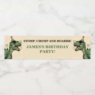 Rótulos de Garrafas de Aniversário do Dinossauro -