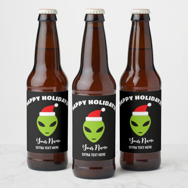 Rótulos de garrafas de cerveja de Natal com aliení (Garrafas)