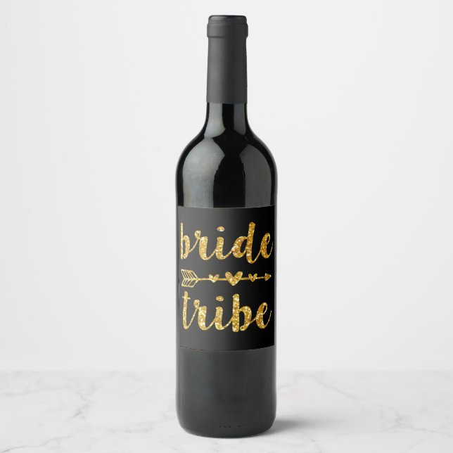 Rótulos de garrafas de vinho da Noiva Tribe Brides (Frente)