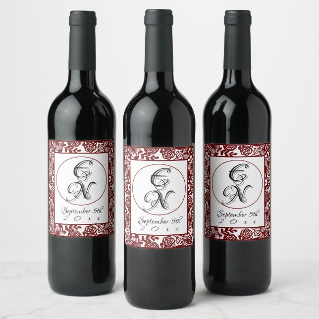 Rótulos de Garrafas de Vinho Maroon de Trabalho Ab (Garrafas)