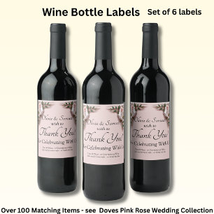 Rótulos de Garrafas de Vinho, Rosas Cor-de-Rosa &