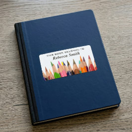 Rótulos de Livros com Lápis Coloridos | Etiqueta d
