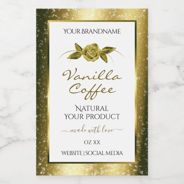Rótulos de Produto Branco Dourado Luxurioso (Rótulo Único)