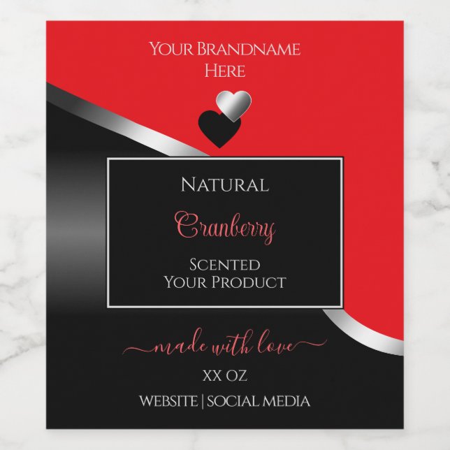 Rótulos de produto Corações Silvulares Vermelhos B (Rótulo Único)