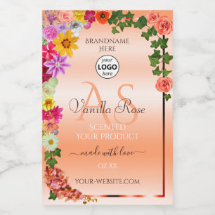 Rótulos de Produto de Salmão Pastel Floral com Log