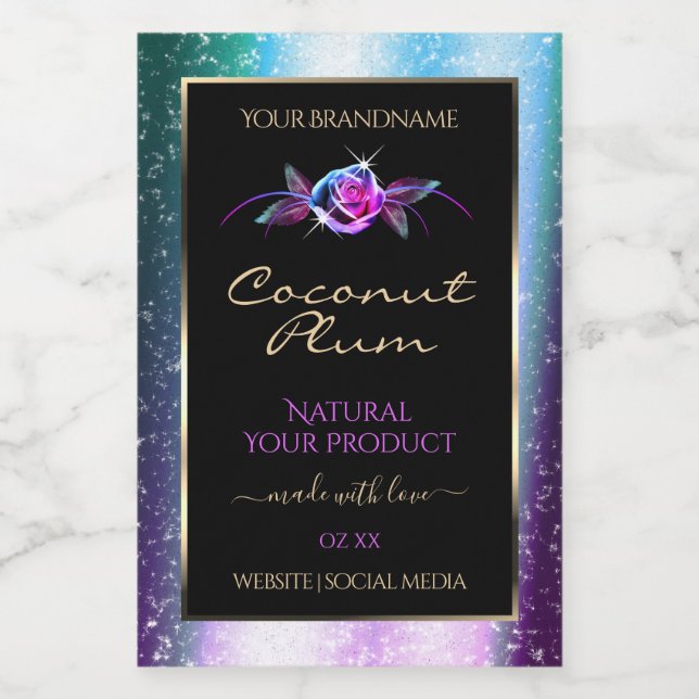 Rótulos de Produto Preto, Brilhante, Roxo, (Rótulo Único)