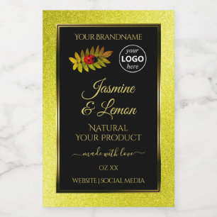 Rótulos de Produto Preto com Brilho Amarelo Logoti