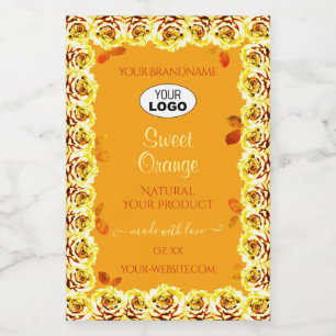 Rótulos de Produto Rosas Florais Laranja Amarelo A