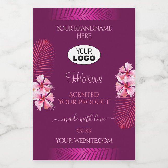 Rótulos de Produto Roxo Flores Pink do Havaí Adici (Rótulo Único)