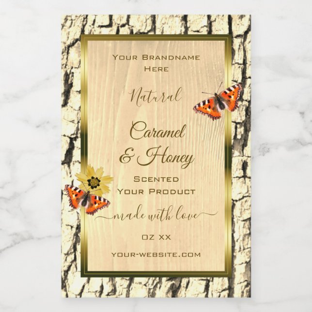 Rótulos de Produtos com Textura de Madeira Marrom  (Rótulo Único)