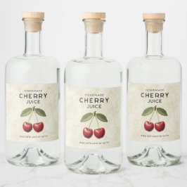 Rótulos de suco de cereja caseiro estilo vintage