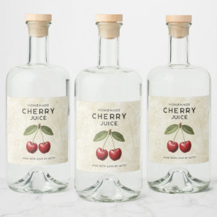 Rótulos de suco de cereja caseiro estilo vintage