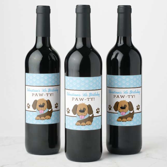 Rótulos de Vinho Cachorrinho Marrom (Garrafas)