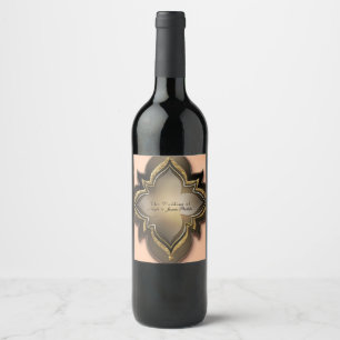 Rótulos de Vinho Chic Exótico, Preto-Ouro e Pêsseg