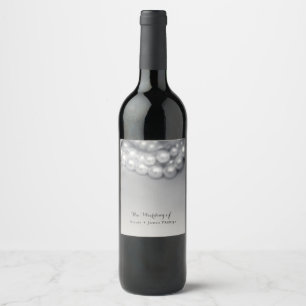 Rótulos de vinho com pérolas elegantes preto e bra