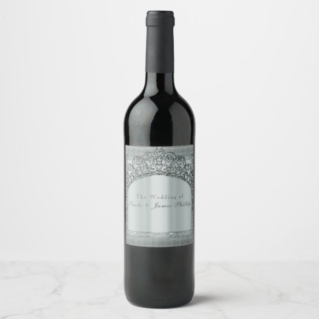 Rótulos de vinho Coroa de Titular Prateada e Brilh (Frente)