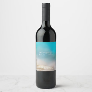 Rótulos de vinho da praia tropical azul conchas ma