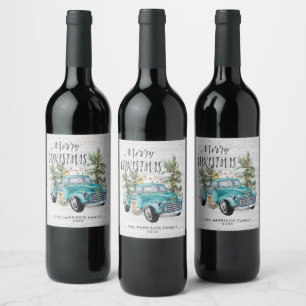 Rótulos de Vinho de Caminhão de Fazenda Azul Rústi