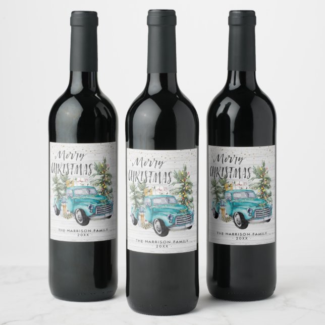 Rótulos de Vinho de Caminhão de Fazenda Azul Rústi (Garrafas)