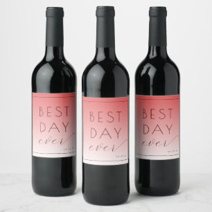 Rótulos de Vinho de Casamento com Gradiente Rosa A