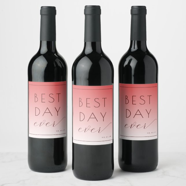 Rótulos de Vinho de Casamento com Gradiente Rosa A (Garrafas)