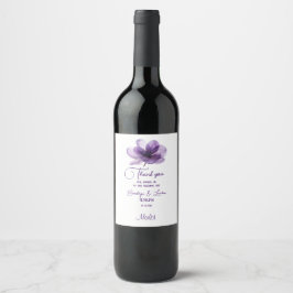 Rótulos de Vinho De Casamento De Flor Roxo