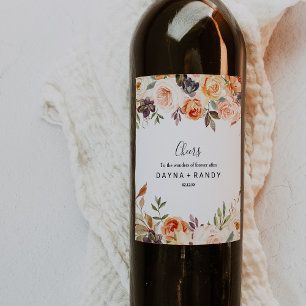 Rótulos de Vinho de Casamento Floral do outono Ru