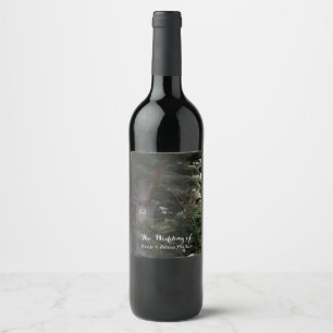 Rótulos de Vinho de Casamento Floresta Rústica de