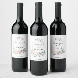 Rótulos de Vinho de Casamento Verde Floral