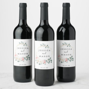 Rótulos de Vinho de Casamento Verde Floral
