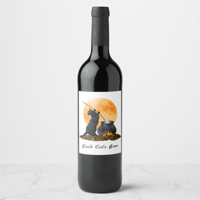 Rótulos de Vinho de Gato Negro (Frente)