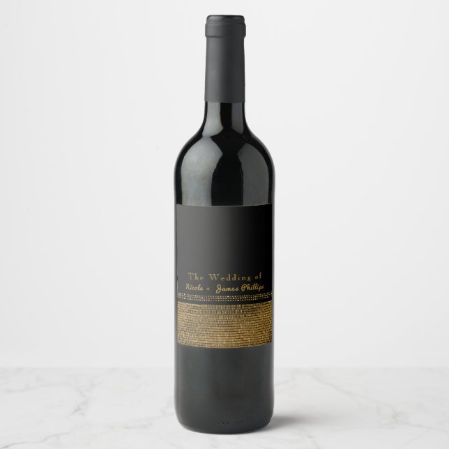 Rótulos de Vinho de Luxo Espumante Chic Preto e Do (Frente)