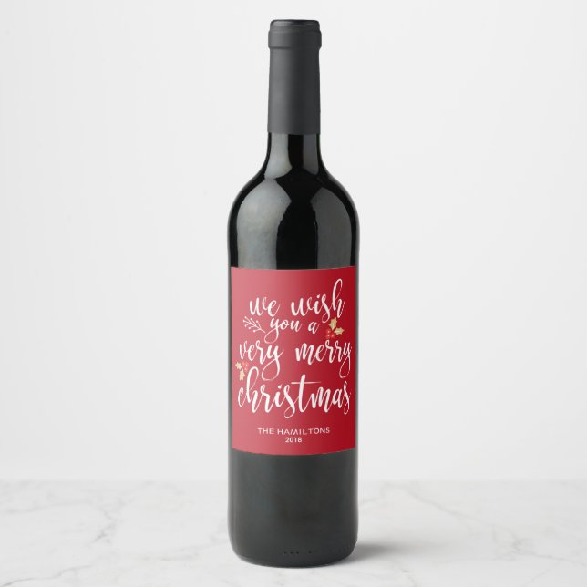 Rótulos de Vinho de Natal Alegre Vermelho Branco L (Frente)