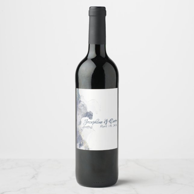 Rótulos de Vinho de Noite de Tinta e Ouro Casament (Frente)