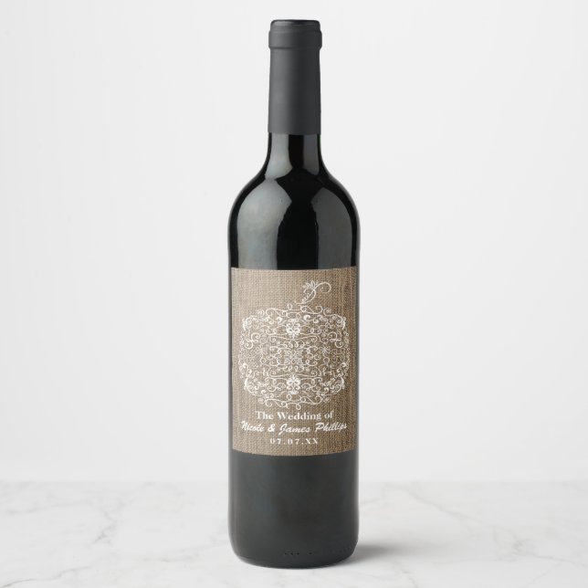 Rótulos de vinho de outono com filigrana de abóbor (Frente)