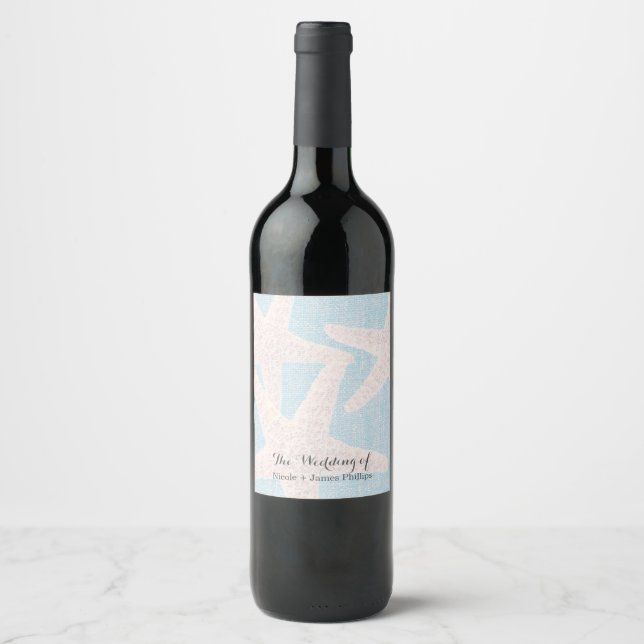Rótulos de vinho de praia com estrela-do-mar branc (Frente)