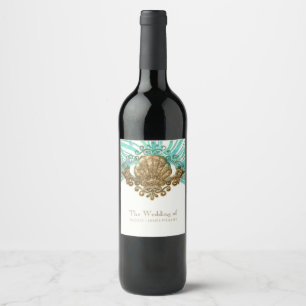 Rótulos de vinho de praia glamorosos com conchas m