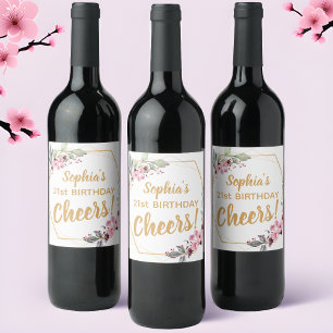 Rótulos de Vinho Elegantes para 21º Aniversário -