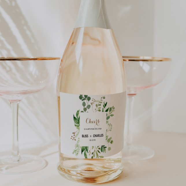 Rótulos de Vinho Espumante Elegante de Casamento E (Criador carregado)
