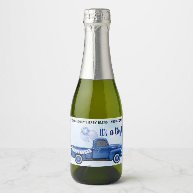 Rótulos de Vinho Espumante Mini Caminhão Azul (Frente)
