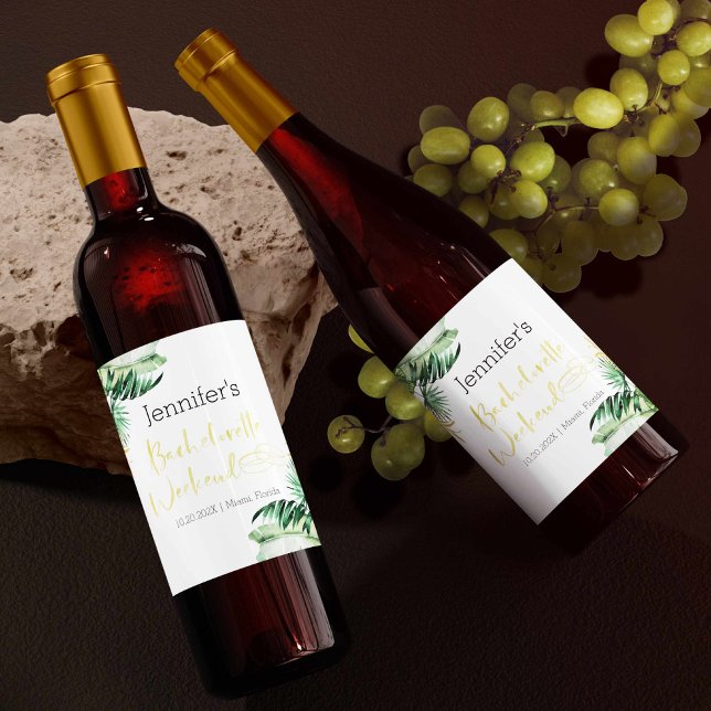 Rótulos de vinho espumantes | Bachelorette Tropica (Criador carregado)