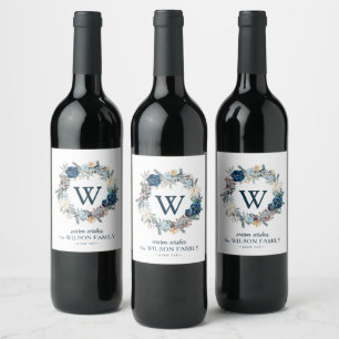 Rótulos de Vinho Feriado de Monograma Elegante